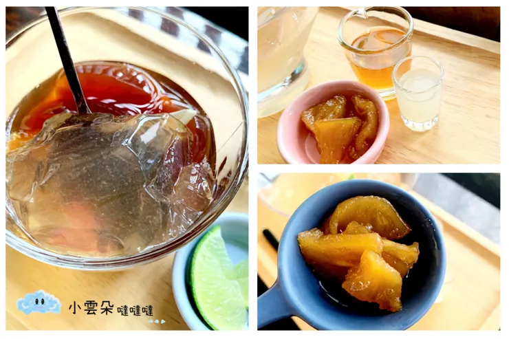 就是愛玉附上鳳梨糖漿、檸檬汁和蜜鳳梨