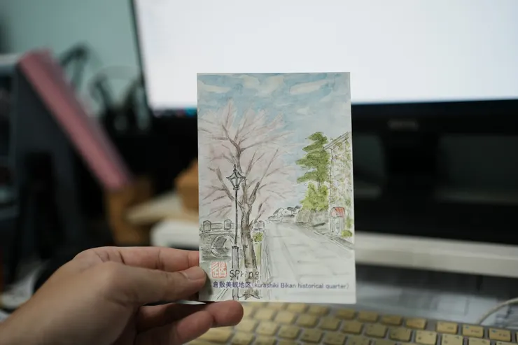 我挑選的手繪卡片，地點也是美觀，季節是春天