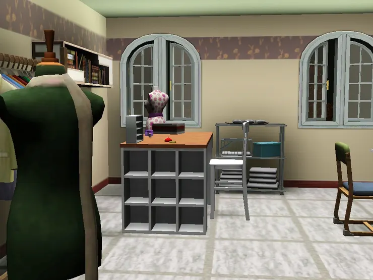 這張高腳工作桌的腳很特別，造成一皮格格架子增加儲物空間。