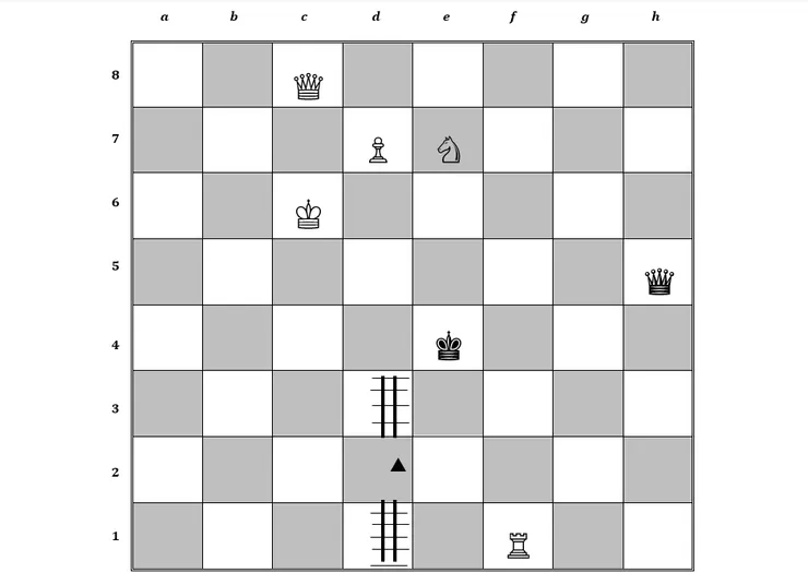 棋盤十二﹕白棋騎士走 f5-e7。