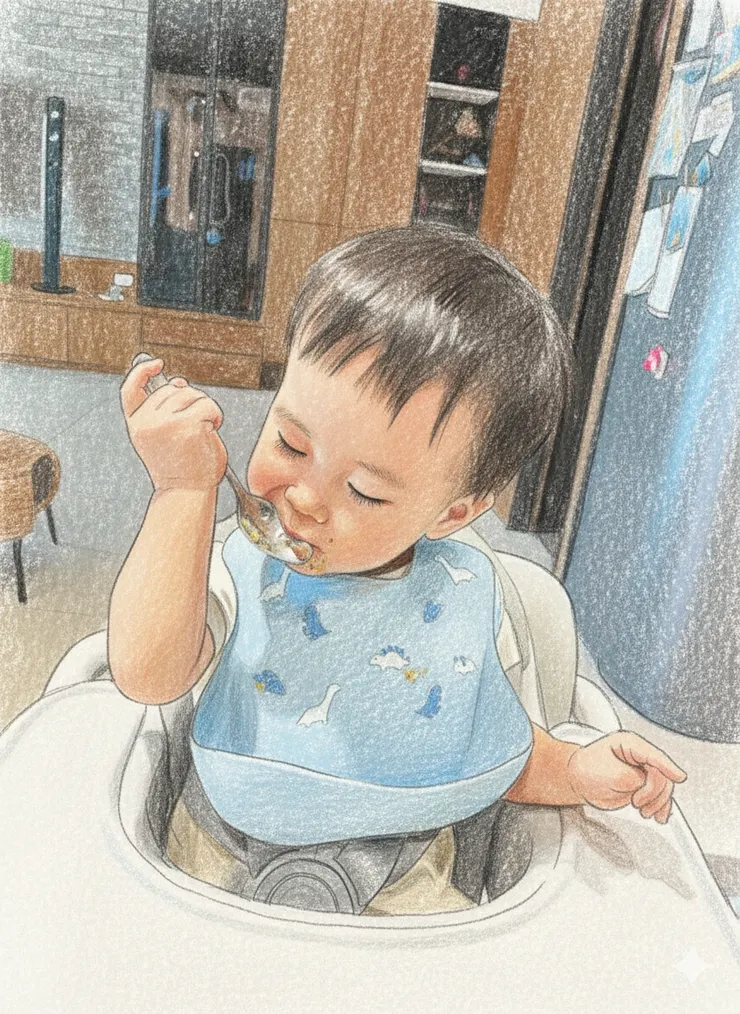 學習拿湯匙的樂樂