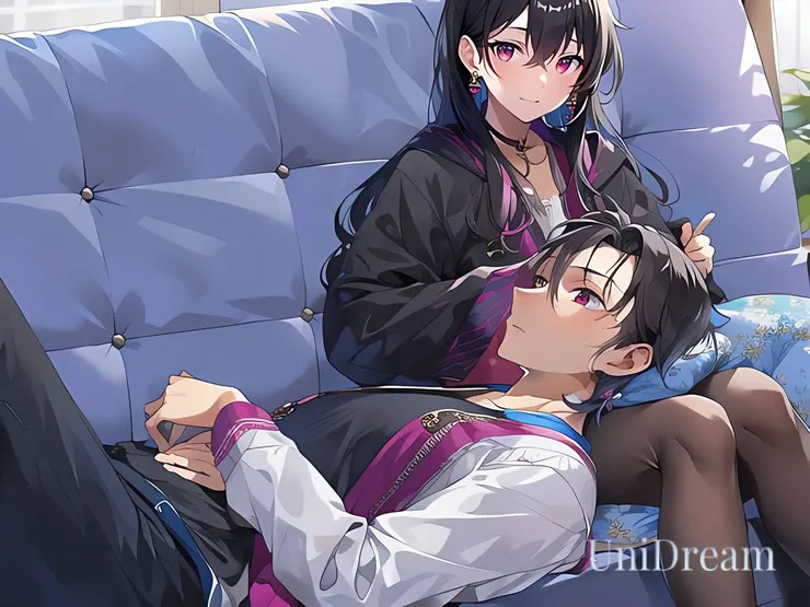 幸福的織女和新牛郎，美好的膝枕