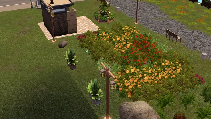 我不是唸園藝設計，盡量憑記憶和感覺鋪砌這花圃，花的周圍也放了矮草來襯托。