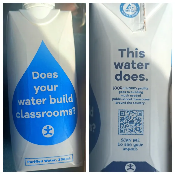 你喝的水可以幫忙蓋教室嗎？