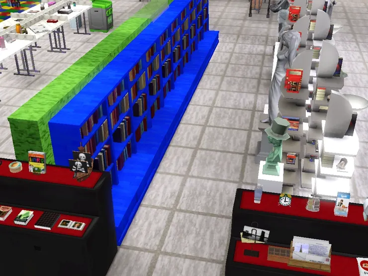 我真的盡量營造「很多書」的感覺，也避免單調，書架用上不同顏色。