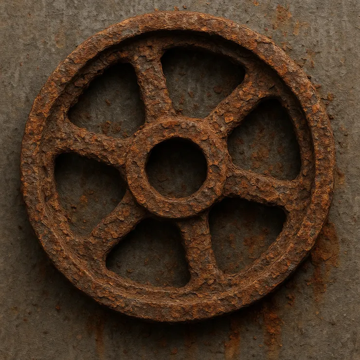 銷蝕鐵輪（AI生成）