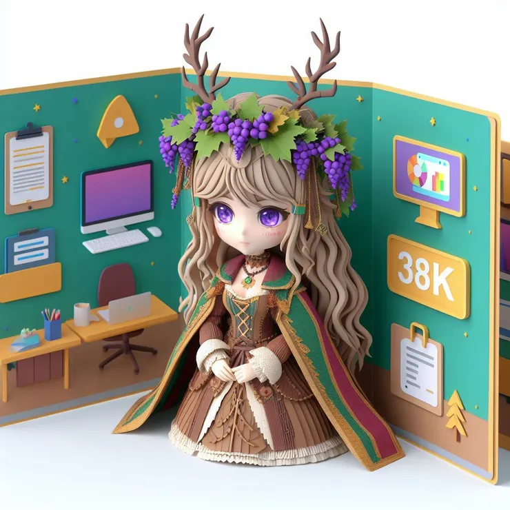 在辦公室的瀟瀟，忘了指定她的頭髮應該是紫色的~