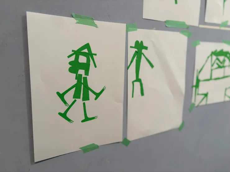 我和孩子在展區裡的創作