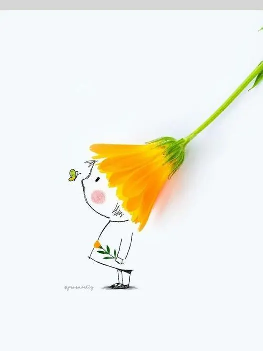 可能是藍眼菊和文字的塗鴉