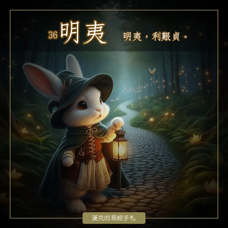 地火明夷，明入地中，光明被傷害；內明外順，處暗境而心中明亮。先求存活，等世道改變之後再找亨通之道。 （漢克設計，AI生成圖）