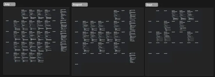 七到九月的計劃，空格明顯開始變多