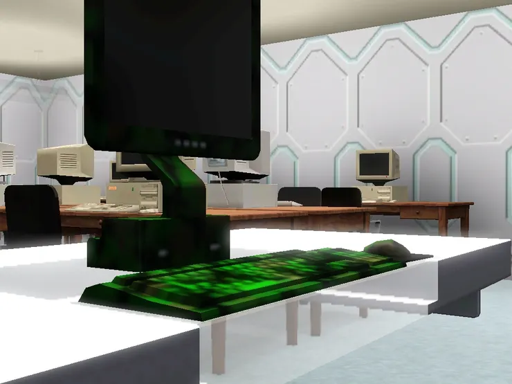 老師的電腦比較高檔。綠色的鍵盤多型格！