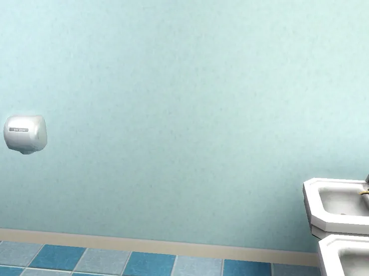 像天空的粉藍色。這個洗手間令人挺心曠神怡。(這樣形容好像很奇怪...)