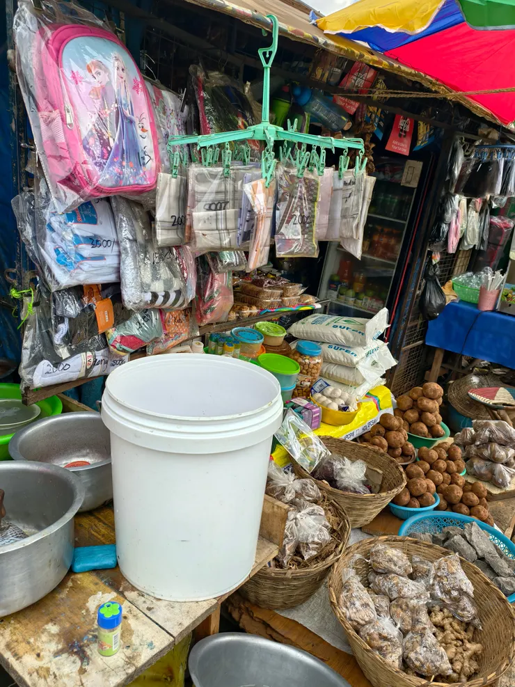 市集的雜貨及菜攤,和台灣傳統市場很像。