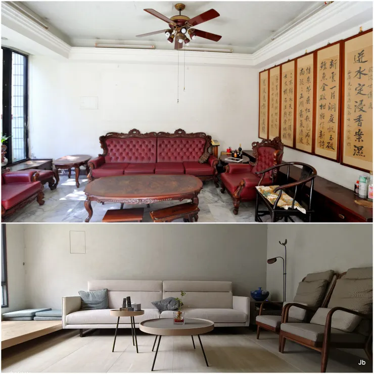 大破大立！一樓客廳南面，上昔下今。