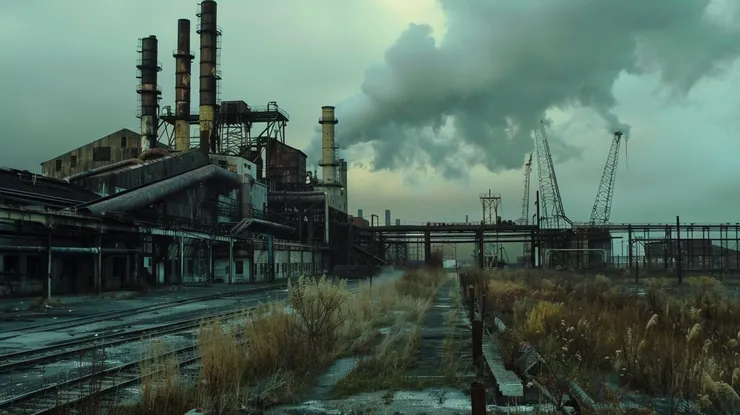 失落的美國「鐵鏽帶」（Rust Belt）。圖片來源：Midjourney