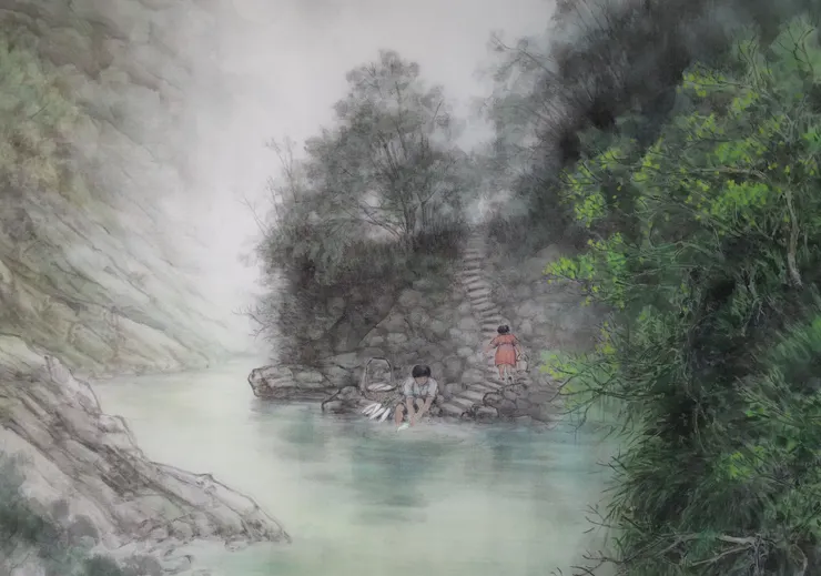 〈溪聲山色〉局部－洗蘿蔔