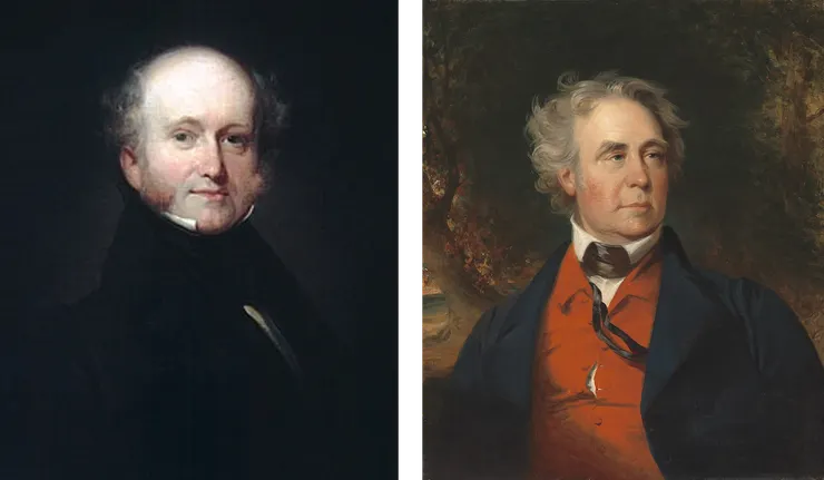 1836年民主黨推派的總統大選候選人范布倫（左）與強森（右）。