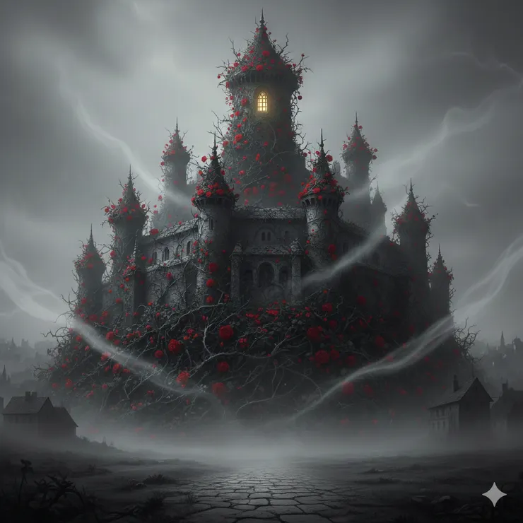 請Gemini幫我生成被纏繞城堡的圖片。