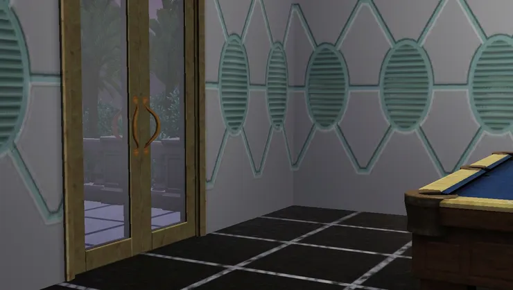 玩的地方當然要前衛點，所以用了很有立體感的壁紙和黑色大理石地板。