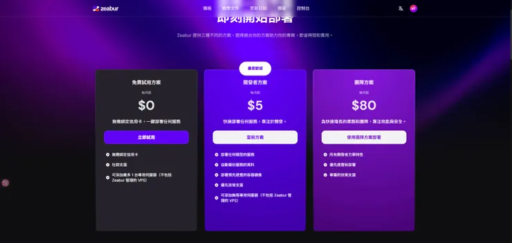 Zeabur方案介紹