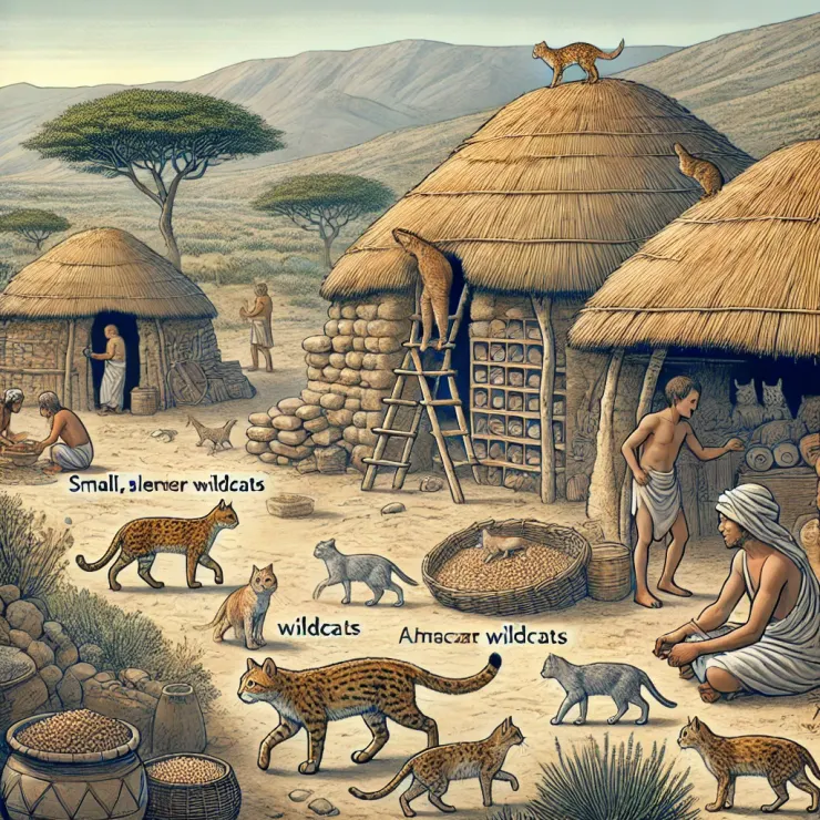 古代近東農業社會中的貓咪與人類共同生活的場景