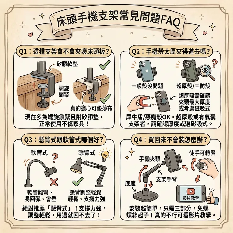 床頭手機支架常見問題FAQ