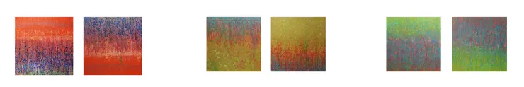 積吶虹光〈虹磚-線紋路〉，2017年，壓克力顏料、紙，每一幅 63X63 cm (合計6幅)。