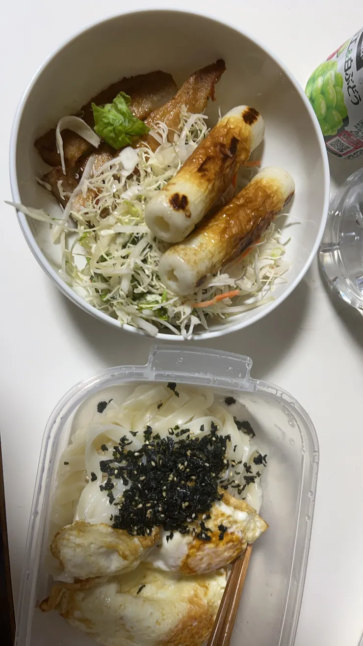 竹論配雞腿排，連烏龍麵都要加海苔