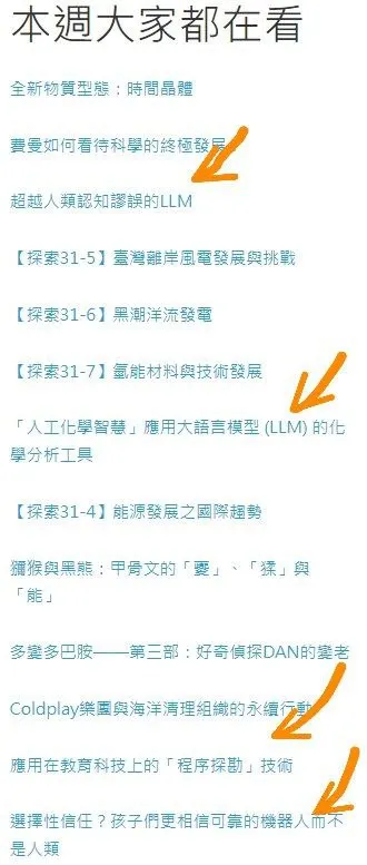 最近在CASE部落格中有四篇文章進入排行榜了~(截圖時間：2024.09.07)  CASE報科學網站：https://case.ntu.edu.tw/blog/