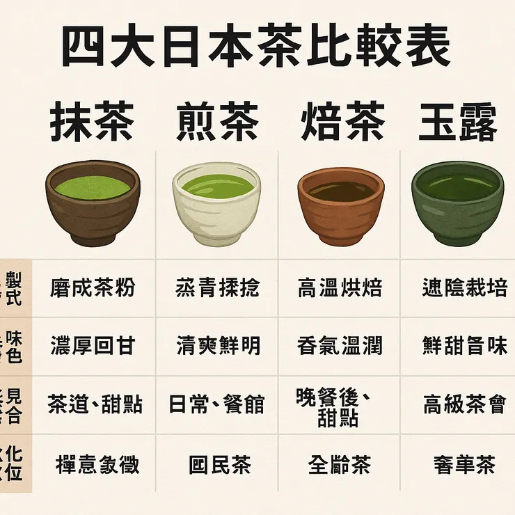 四大日本茶比較表