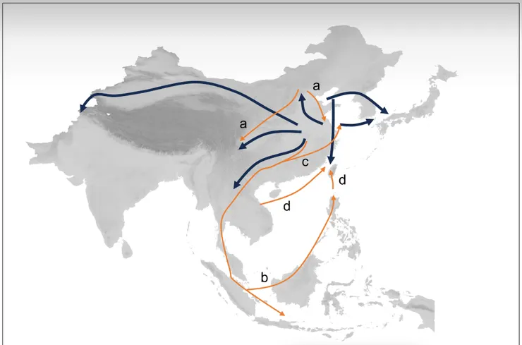 水稻的傳播路徑。圖片取自期刊