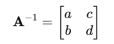 A^(－1)  ＝ [ a , c；b , d]