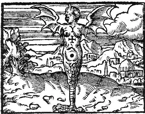 法國耶穌會士、歷史學家、文章學家Claude Francois Menestrier,在1684年所著的《標誌的藝術》中的拉文納怪物形象。 