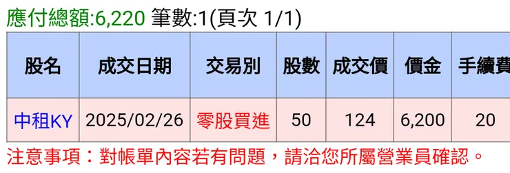 對帳單