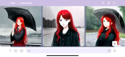 Line Moonshot指令:漫畫 雨天中被雨淋濕的紅髮女人