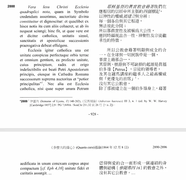 同場加映:教宗碧岳九世的《多麼大的操心》通諭§2888