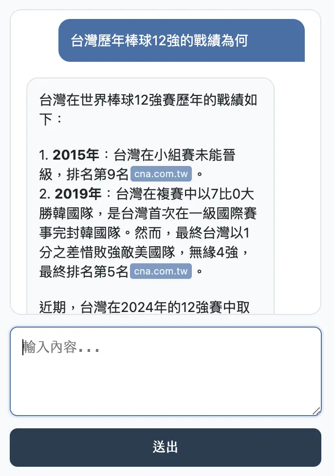 串接到我自己的介面測試(點按來源可以到該網頁)