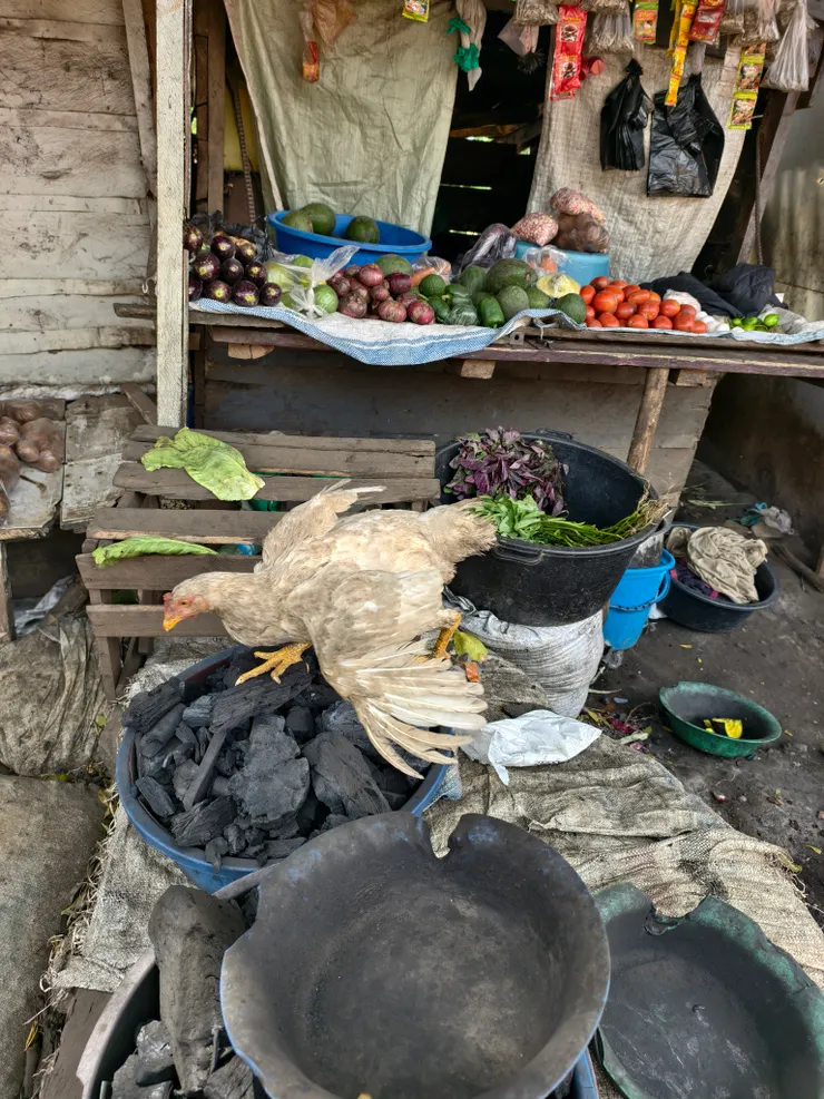 蔬果炭火攤。家用主要能源為煤炭及瓦斯。