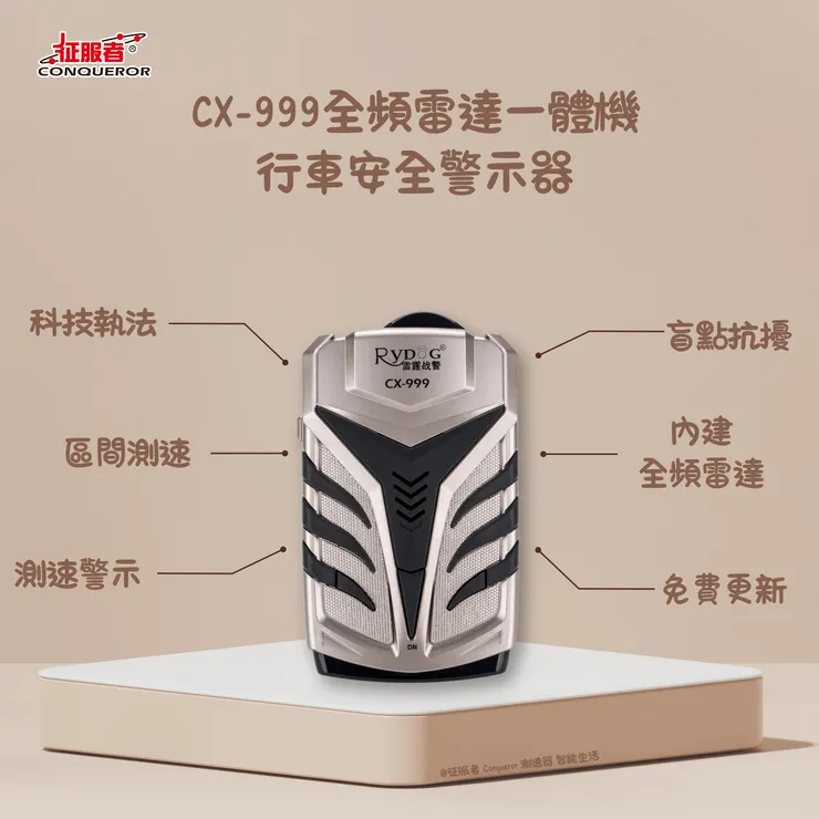 征服者 CX-999/CX-999PLUS全頻雷達一體機行車安全警示器