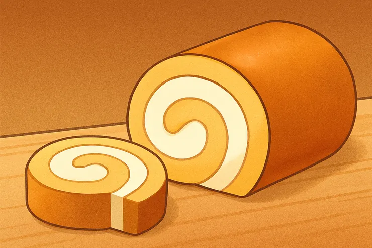 港式捲蛋，又稱瑞士卷。（插畫由 Copilot 協助創作）