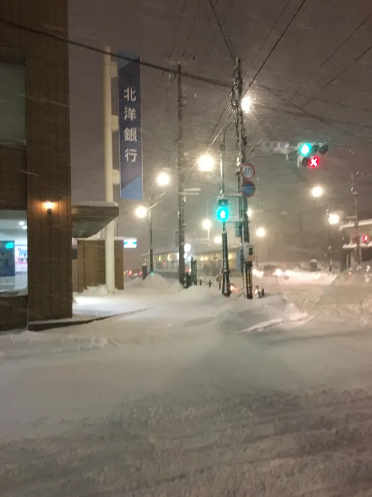 如圖，在函館的第一天，雪真的太大了。