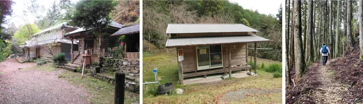 流水庵（左圖）/休息處（中圖）/新加坡永高先生的帥氣背影（右圖）