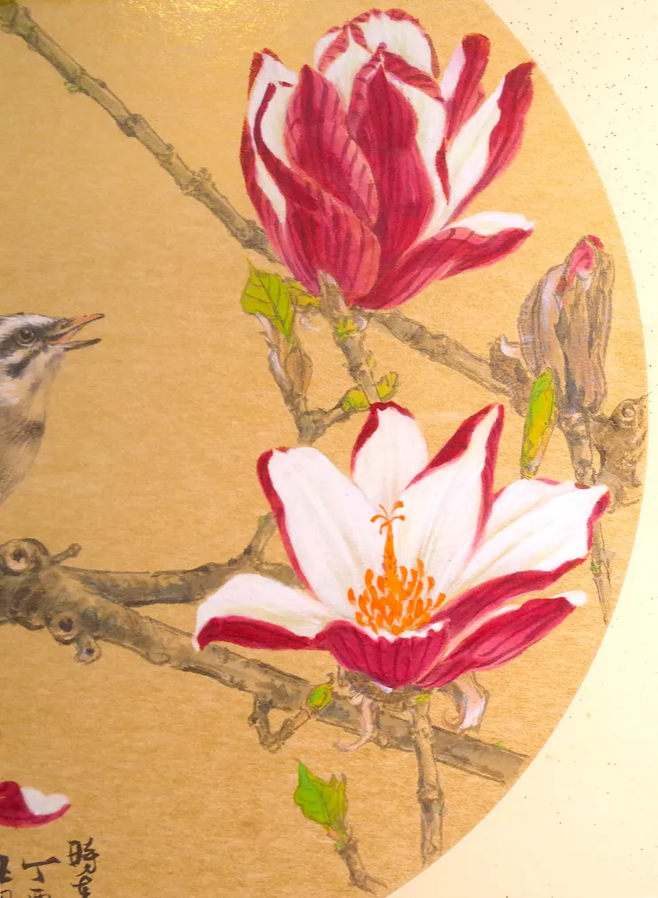 〈山雀鳴鈴／辛夷花開〉局部－辛夷花