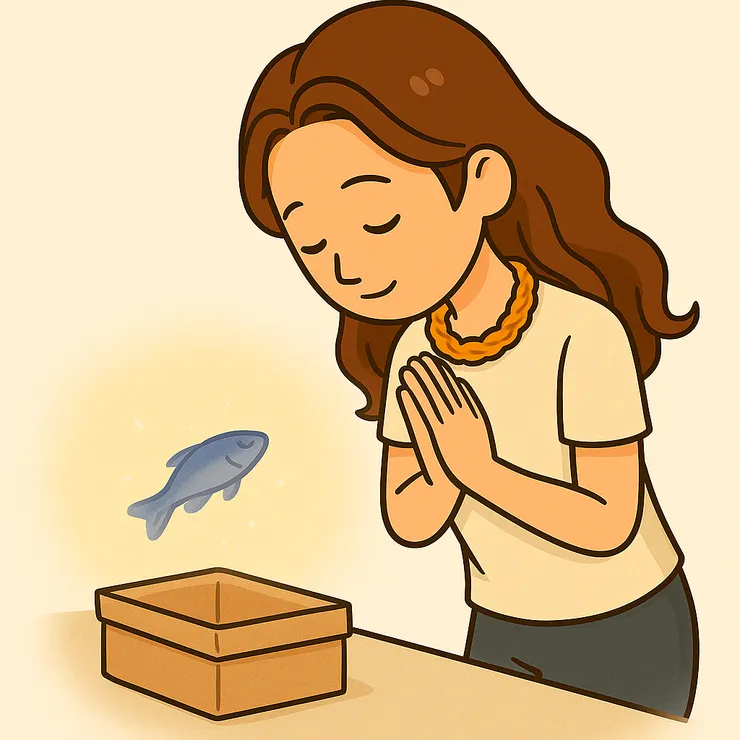 我想，我同時見證了出生與死亡。除了震撼，也有了不一樣的感悟。對於魚媽媽用生命帶來的教導，我深深鞠躬，謝謝她讓我看見母愛的偉大。