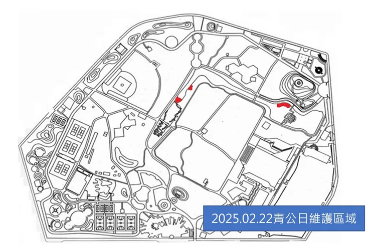 二月份的維護區域(紅色區塊)
