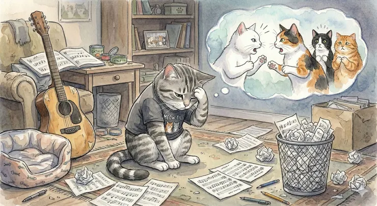 大家都不知道的灰貓主唱小秘密：不安時，牠會蜷縮回小貓床，藉此找回安心感。