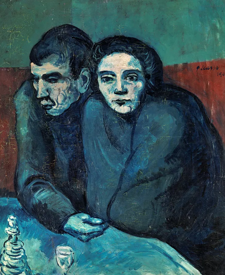 畢卡索 Pablo Picasso，《Man and Woman in Café》，1903。