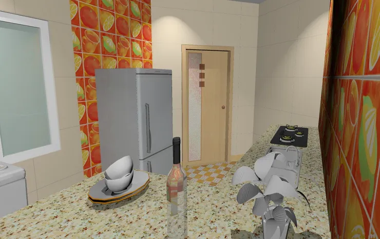 剛好是雪櫃位置貼上漂亮的磁磚,呼應雪櫃的內容和功能。