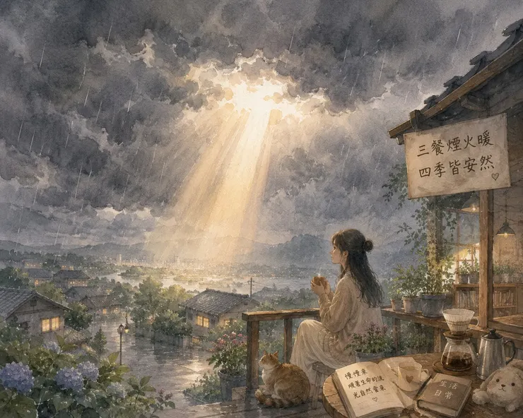 配圖是AI生成，正好最近在讀汪曾祺的《三餐煙火暖，四季皆安然》